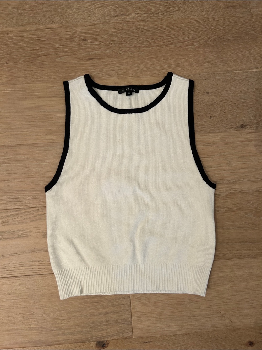 Dynamite White Tank Top with Black Trim